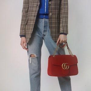 Gucci GG Marmount Shoulder bag in RED VELVET